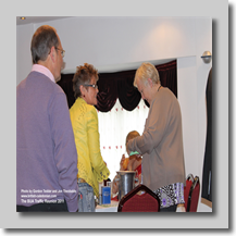 Linda Collyer selling raffle tickets